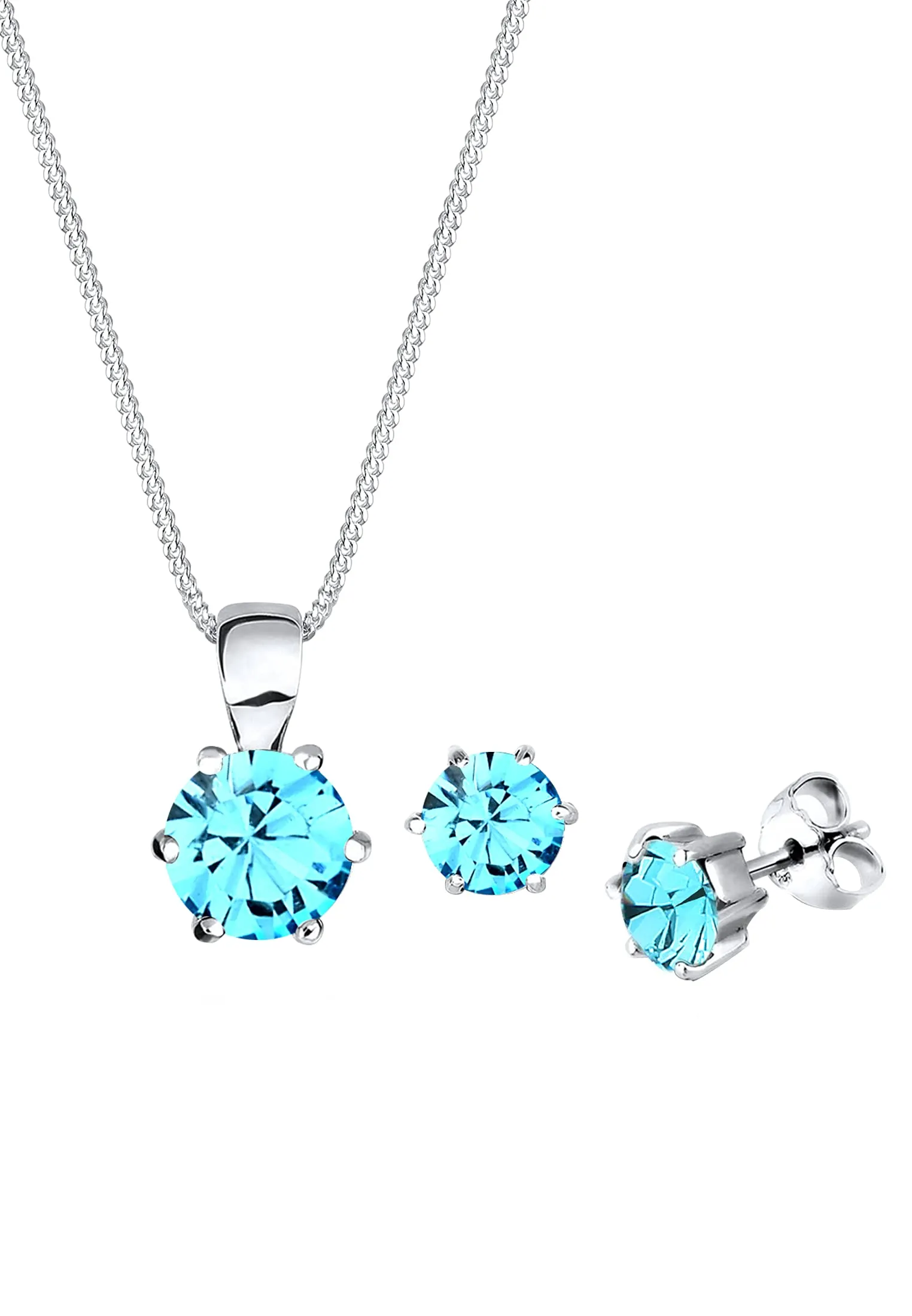 Elli - Parure di gioielli in argento con cristallo, donna, blu, 45 centimeters