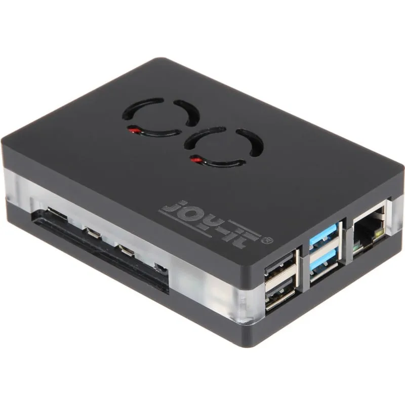 Custodia in acrilico nero Joy-It con doppia ventola per Raspberry Pi 4B