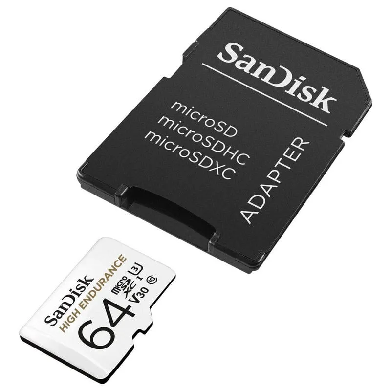 SanDisk High Endurance MicroSDHC 64GB Classe 10 U3 V30 UHS-I + Adattatore SD