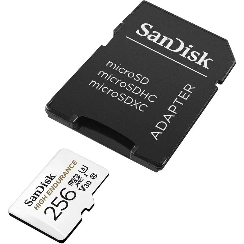 SanDisk High Endurance MicroSDHC 256 GB Classe 10 U3 V30 UHS-I + Adattatore SD
