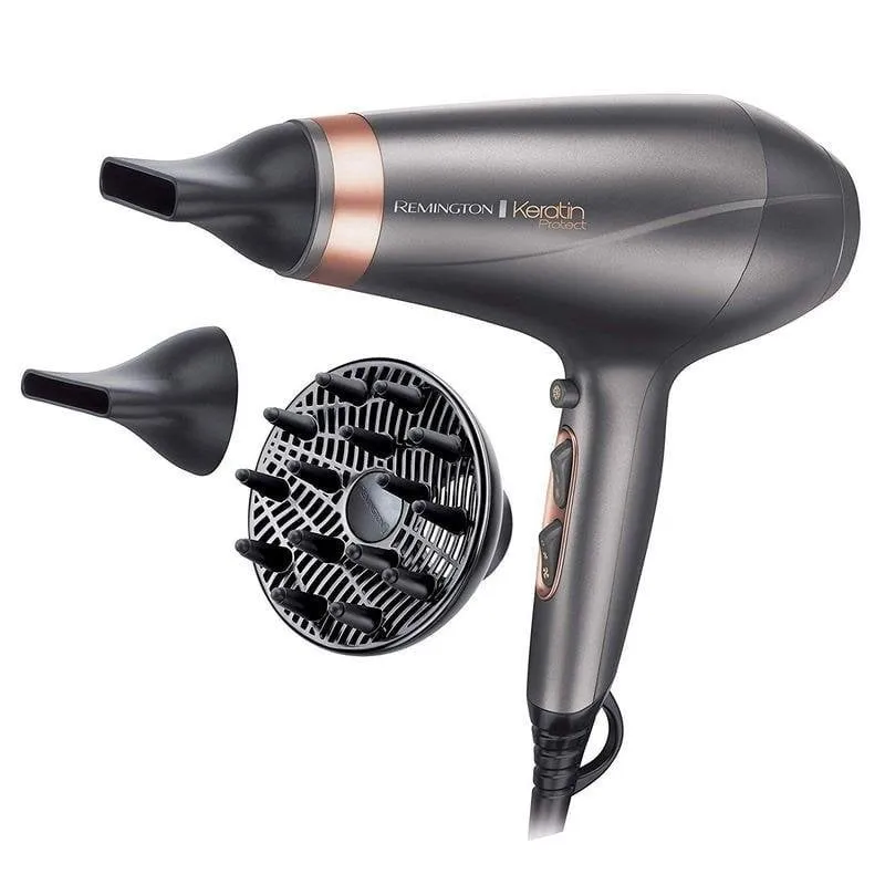 Phon Professionale Ionico Remington Keratin Protect AC8820 2200W 3 Temperature 2 Velocità con Diffusore e Accessori Silver