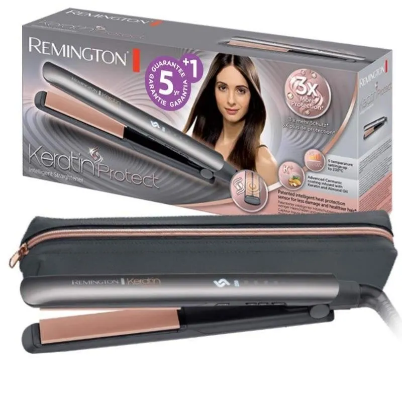 Piastra per Capelli Ceramica Cheratina Remington S8598 230ºC 5 Impostazioni Spegnimento Automatico Display Nero Grigio
