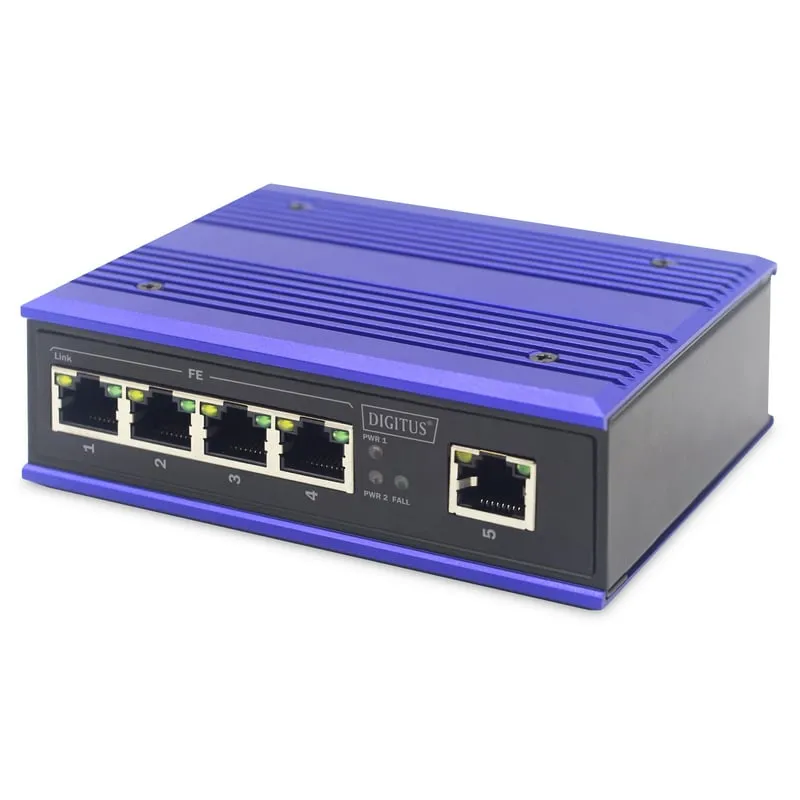 Digitus Switch di rete Gigabit a 4 porte, industriale, non gestito, 1 collegamento RJ45