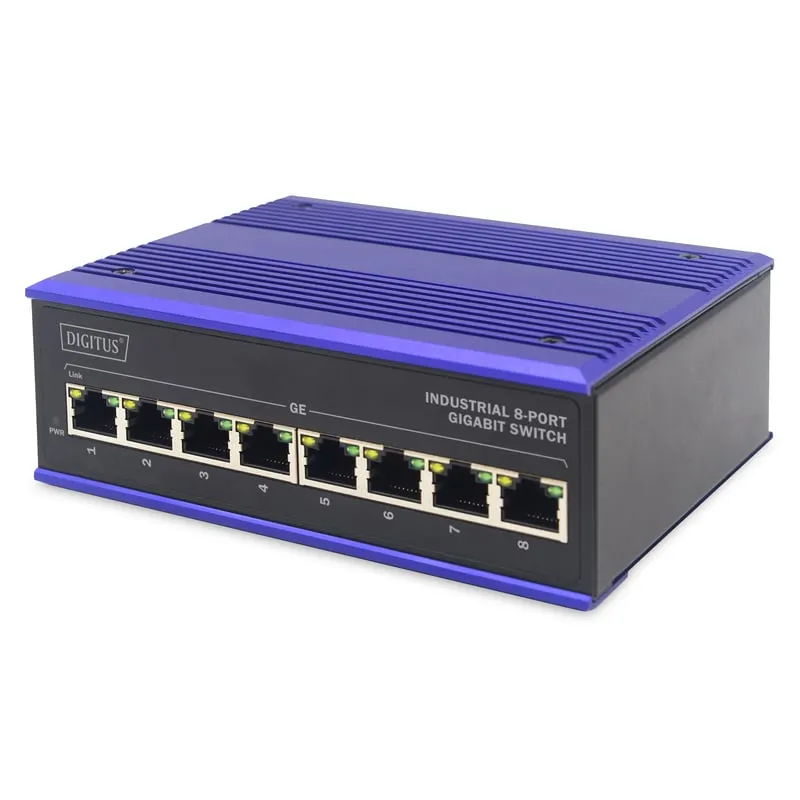 Digitus Switch di rete Fast Ethernet a 8 porte, industriale, non gestito, 1 collegamento RJ45