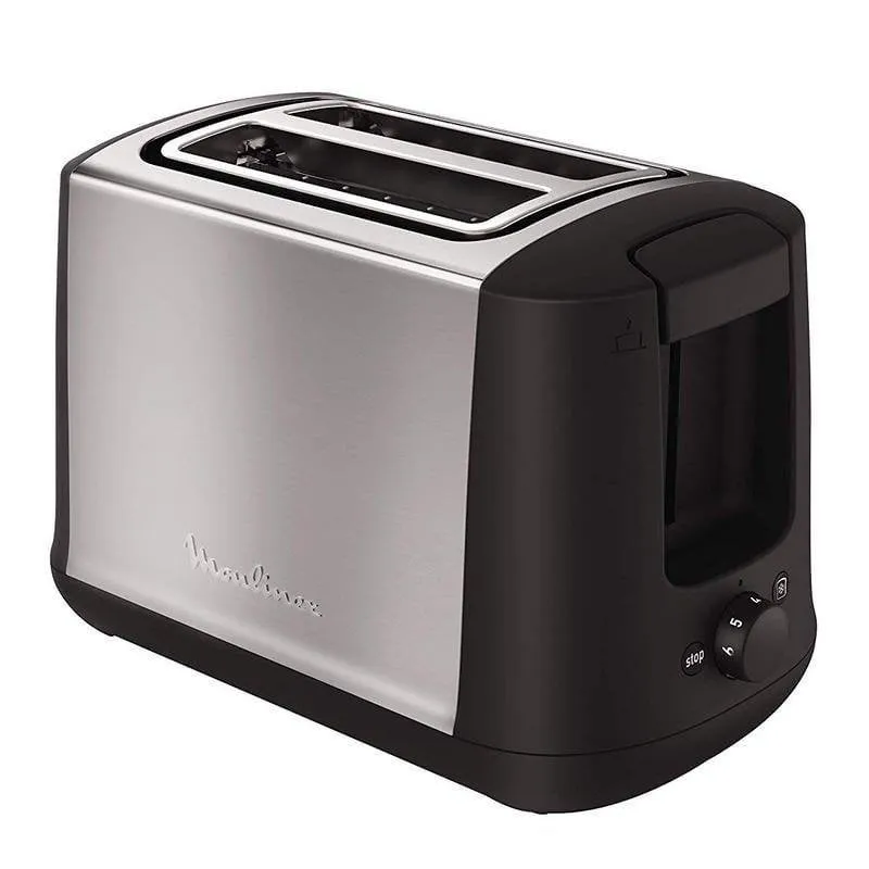 Tostapane Moulinex LT340811 2 fessure a larghezza variabile 850 W 7 livelli scongelamento riscaldamento raccoglibriciole nero e inox