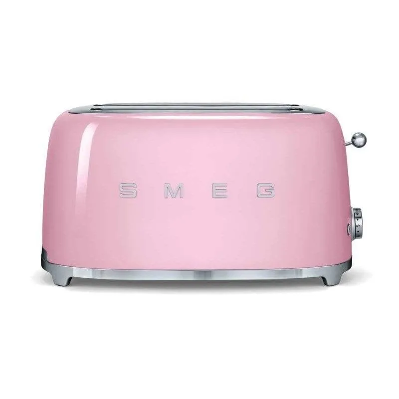 Tostapane vintage Smeg TSF02PKEU 4 fette, 2 fessure lunghe, 1500 W, 6 livelli, rosa pastello
