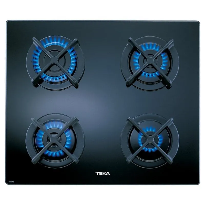 Piano Cottura A Gas Naturale Teka CGC 4G AI AL 4 Zone Vetro Nero