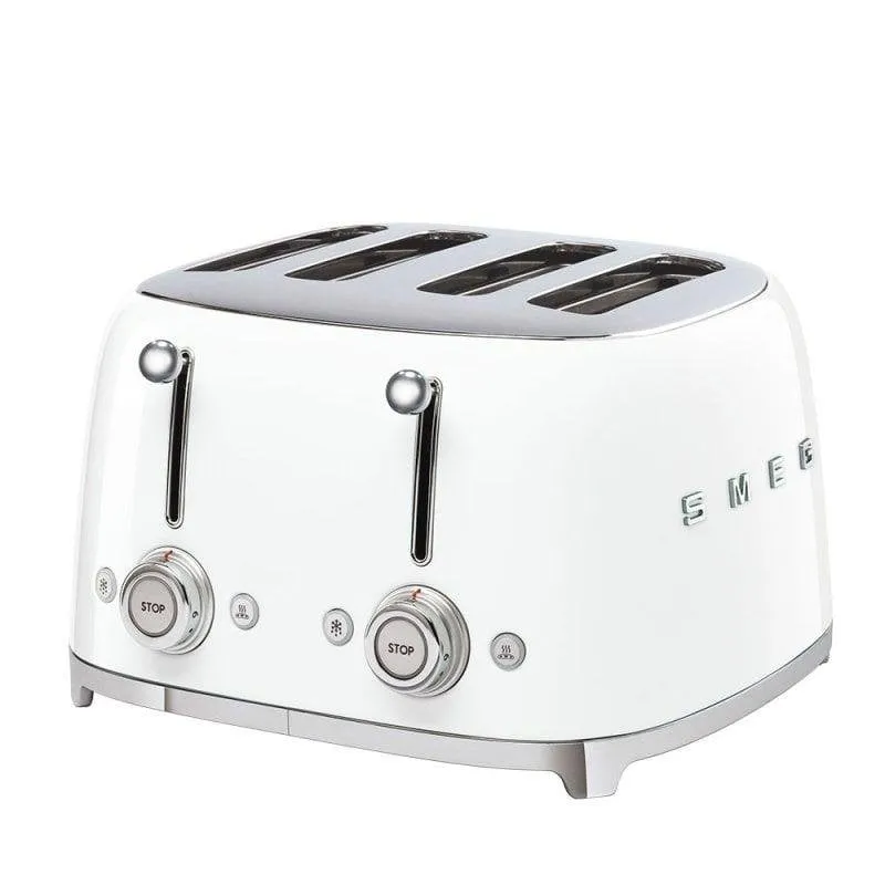 Tostapane vintage Smeg TSF03WHEU 4 fessure lunghe 2000 W 6 livelli bianco
