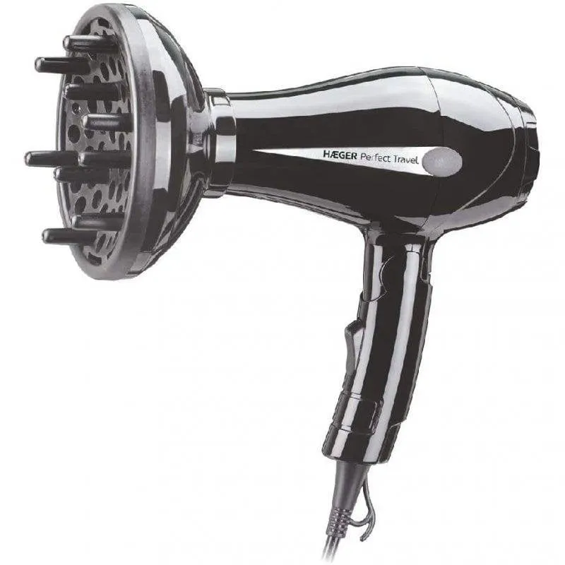 Phon da Viaggio Pieghevole Haeger Perfect Travel 750W 2 Temperature 2 Velocità con Accessori Nero