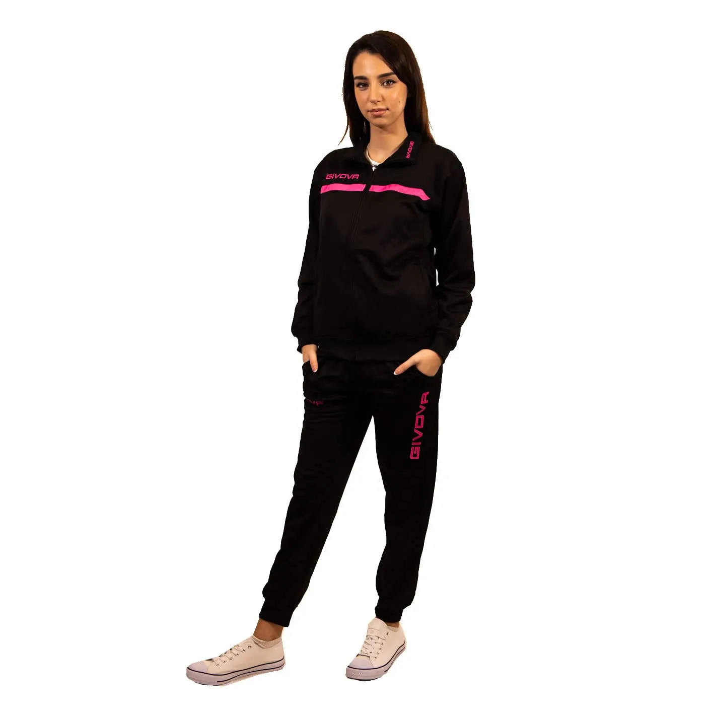 GIVOVA NERO/FUXIA TUTA ONE FULL ZIP POLARFLEECE
