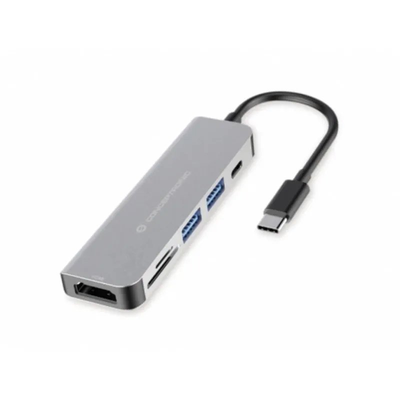 Docking station Conceptronic DONN02G USB-C Alluminio 60 W HDMI Lettore SD