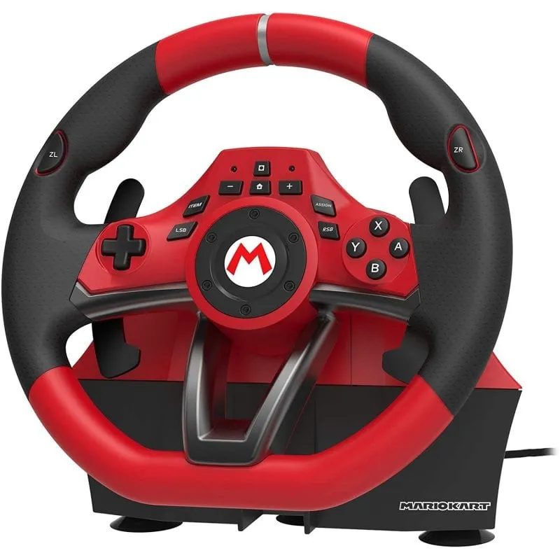 Hori Mario Kart Racing Wheel Pro Deluxe Nero, Rosso USB Sterzo + Pedali Analogico Nintendo Switch