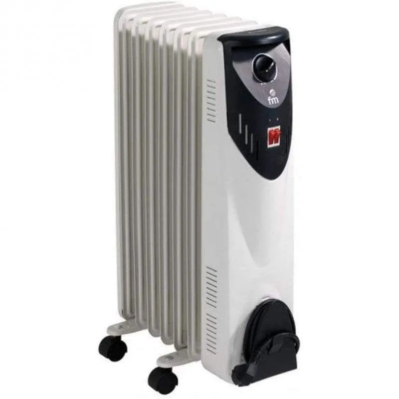 Radiatore a Olio FM Calefacción RW-15 1500W 7 Elementi con Termostato di Sicurezza