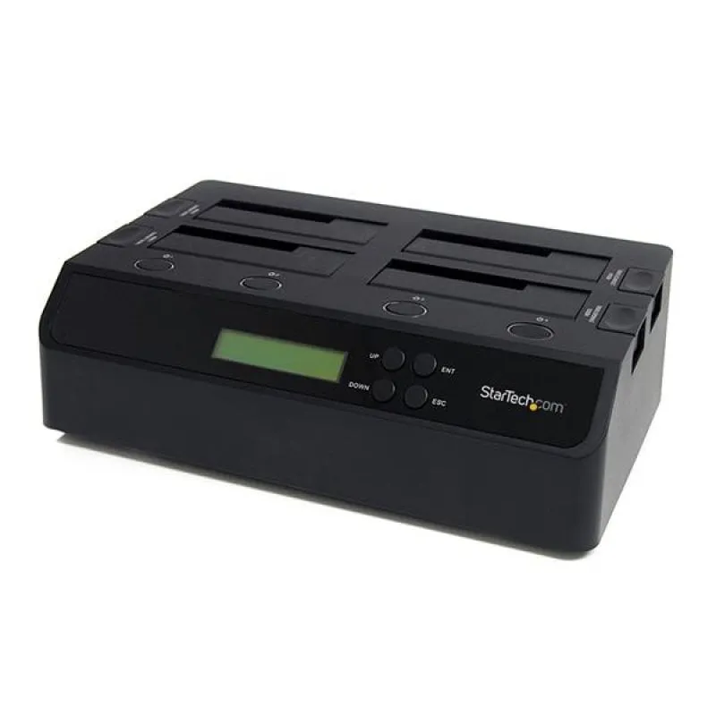 StarTech.com Docking Station per Hard Disk a 4 Slot - Duplicatore ed Eraser USB 3.0/eSATA per SSD/HDD SATA - Dock Standalone 1:3 per Hard Drive con funzione Clone - Carica dall'Alto, non necessita di Attrezzi