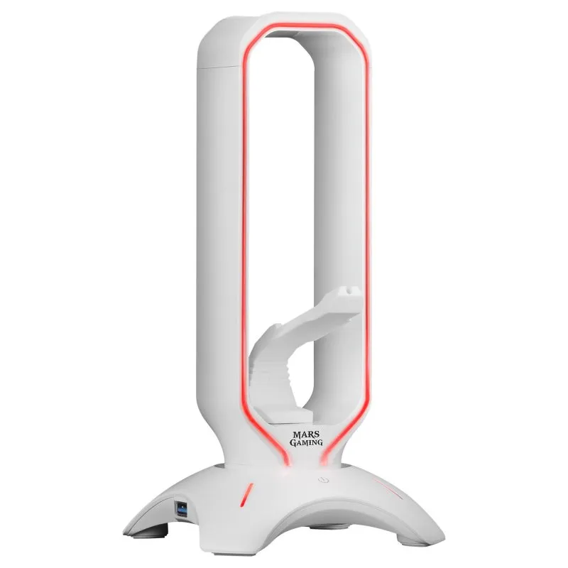 Supporto per cuffie Mars Gaming MHHPRO + Bungee per mouse + 2x HUB USB 3.0 Bianco