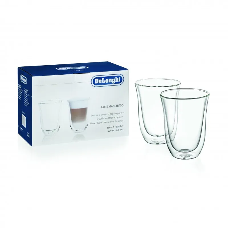 DeLonghi Set 2 Tazze Latte Macchiato 220 ml