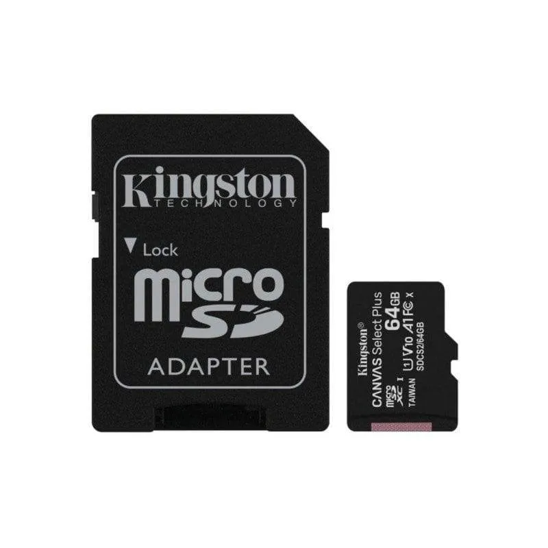 Scheda MicroSD Kingston Canvas Select Plus 64GB UHS-I Classe 10 A1 V10 SD Adapter