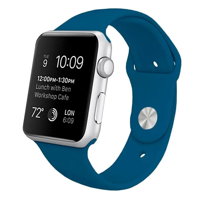Cinturino in caucciù blu freddo per Apple Watch Watch 42/44 mm Serie 1/2/3/4/5/6/SE