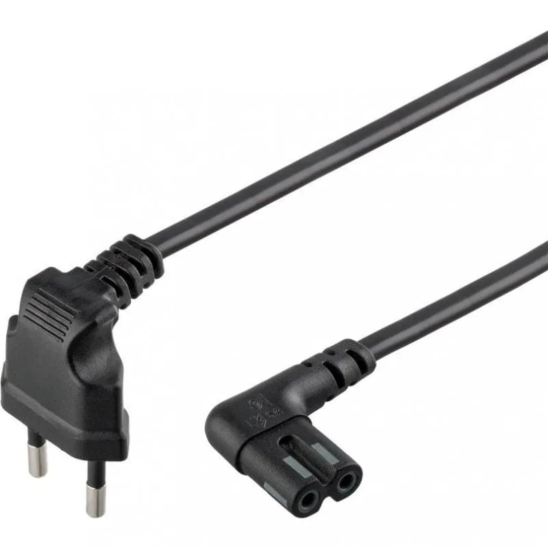 Cavo di alimentazione angolato Goobay IEC-320/C7 per PlayStation 2m Nero