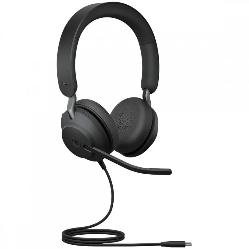 Jabra Evolve2 40, MS Stereo Auricolare Cablato A Padiglione Ufficio USB tipo-C Bluetooth Nero