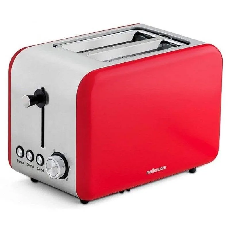 Tostapane Mellerware Crispy! 2 Fessure 850 W 6 Livelli Scongelamento Riscaldamento Rosso
