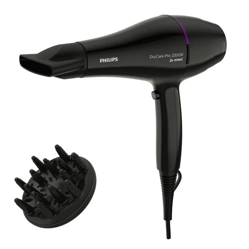 Phon Professionale Ionico Philips Drycare Pro 2200W 6 Temperature 6 Velocità Diffusore Nero Violetta