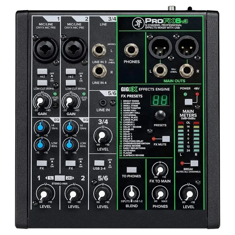 Mixer di effetti professionale Mackie ProFX6v3