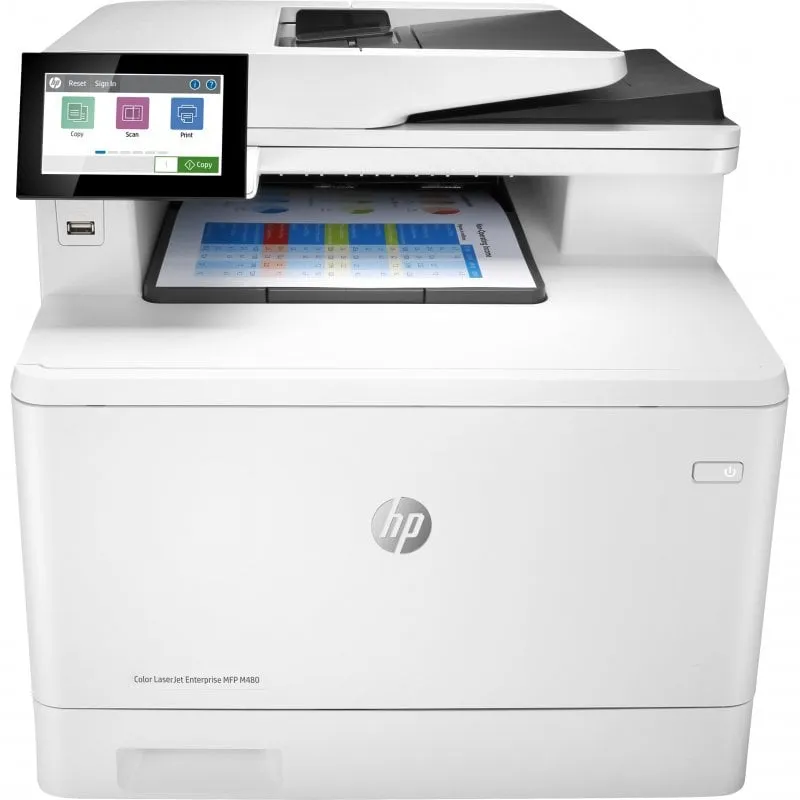 HP Color LaserJet Enterprise Stampante multifunzione Enterprise Color LaserJet M480f, Colore, Stampante per Aziendale, Stampa, copia, scansione, fax, Compatta Avanzate funzionalità di sicurezza Stampa fronte/retro ADF da 50 fogli Efficienza energetica