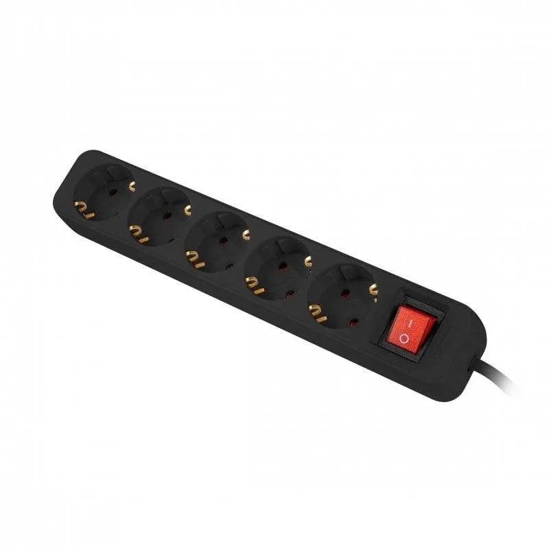 Multipresa Lanberg PS1-05F-0150-BK 5 prese con protezione interruttore 1,5 m nera