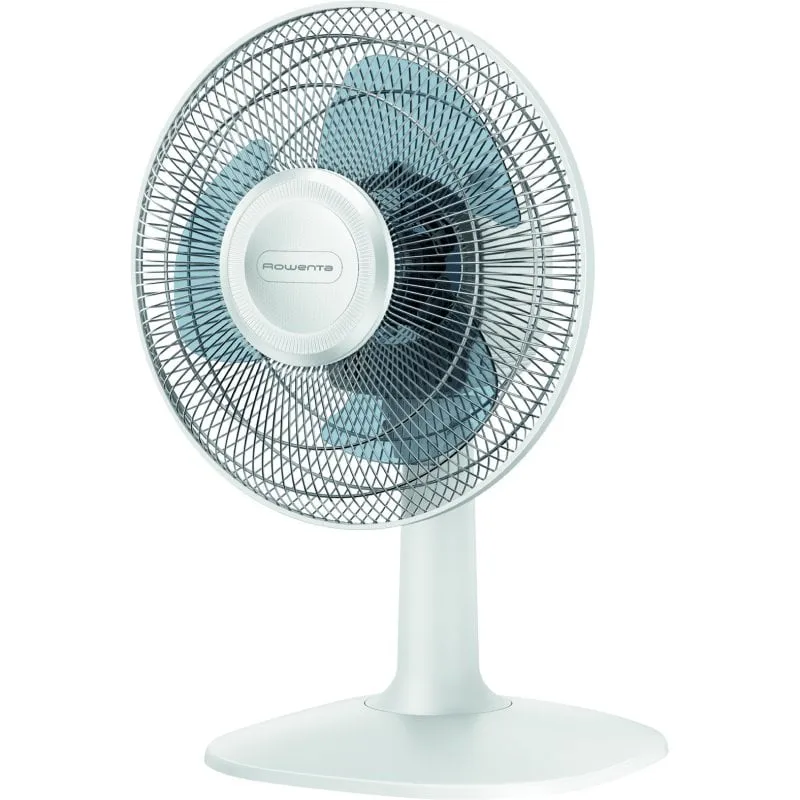 Rowenta Essential+ VU2330 Essential +, Ventilatore da Tavolo, 3 Velocità, Silenziosità 46 dBA, Design compatto, Flusso d'aria mx 34 m3/min, Bianco