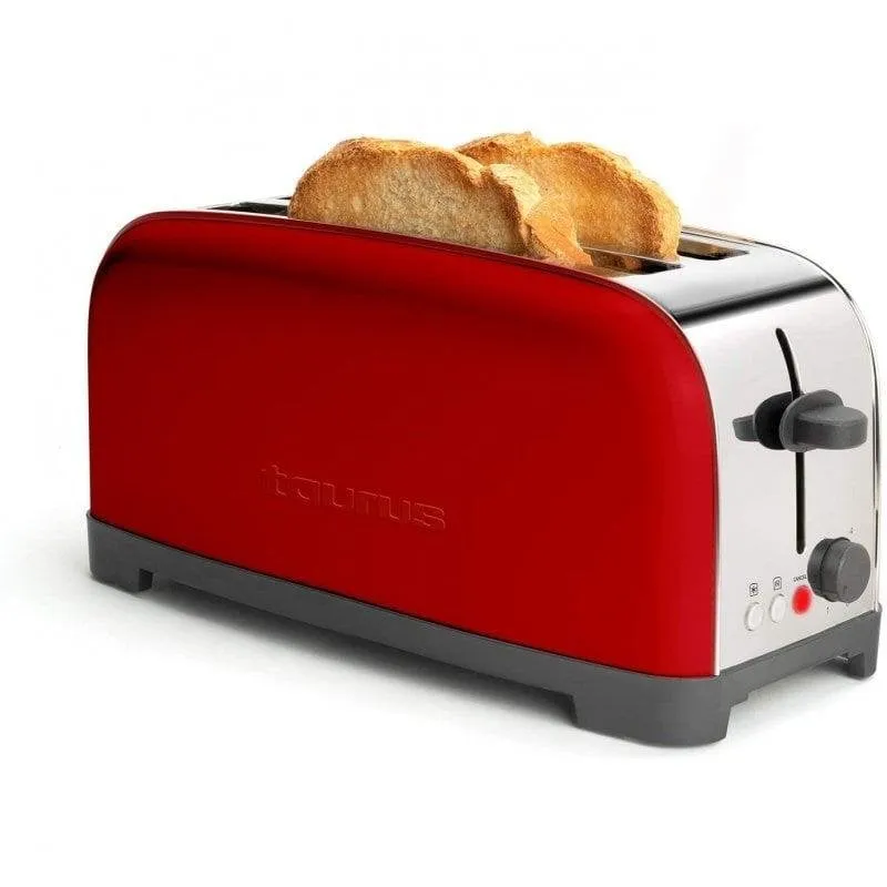 Tostapane Taurus Vintage Rosso 2 fessure lunghe 6 livelli 1400 W