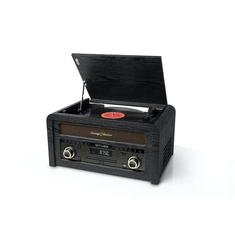 Tocadiscos Muse MT-115 W 20W Bluetooth USB CD FM Trazione Indefinita Legno Nero