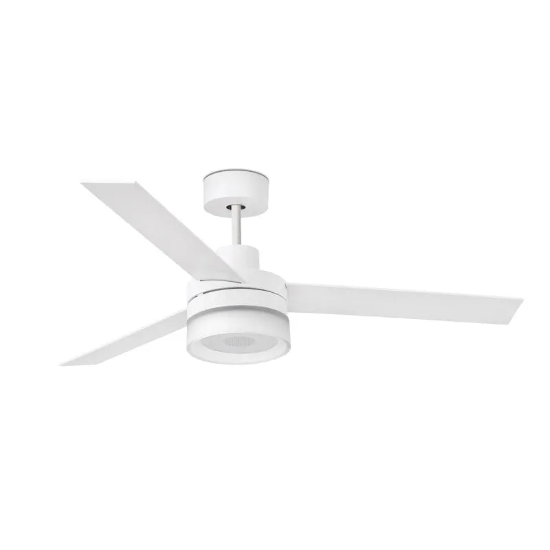 Faro Ice Ventilatore da Soffitto con Controllo Luce LED e Altoparlante Pale Reversibili 55W Bianco/Acero