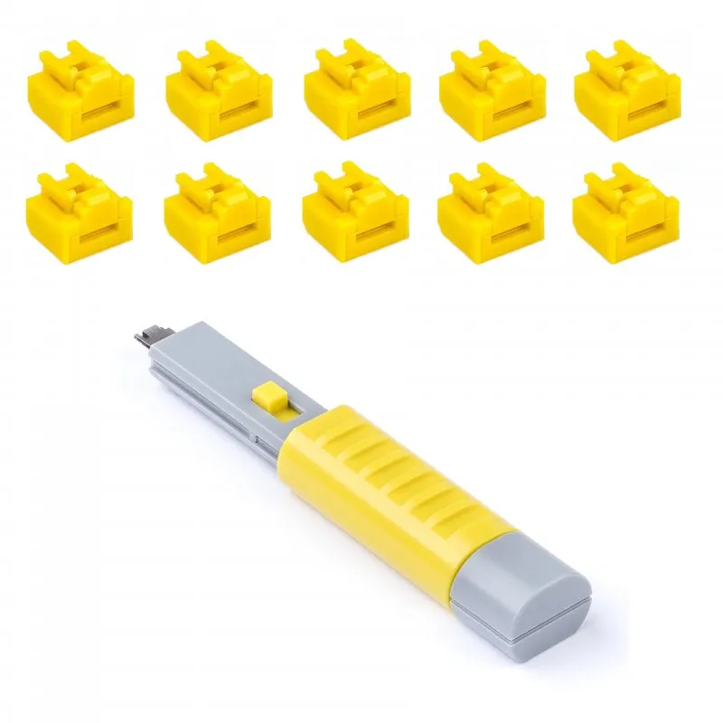 Smart Keeper Pack 10 serrature per porte RJ45 + chiave di sicurezza gialla