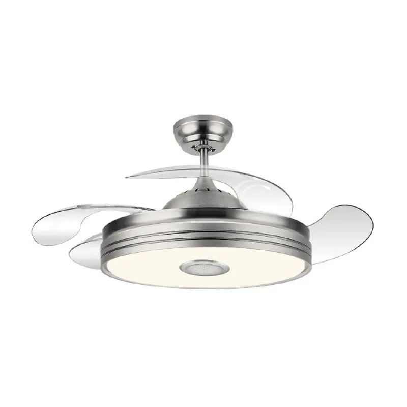 Ventilatore da soffitto Fabrilamp Matanuska Bluetooth con luce LED e telecomando 32W nichel