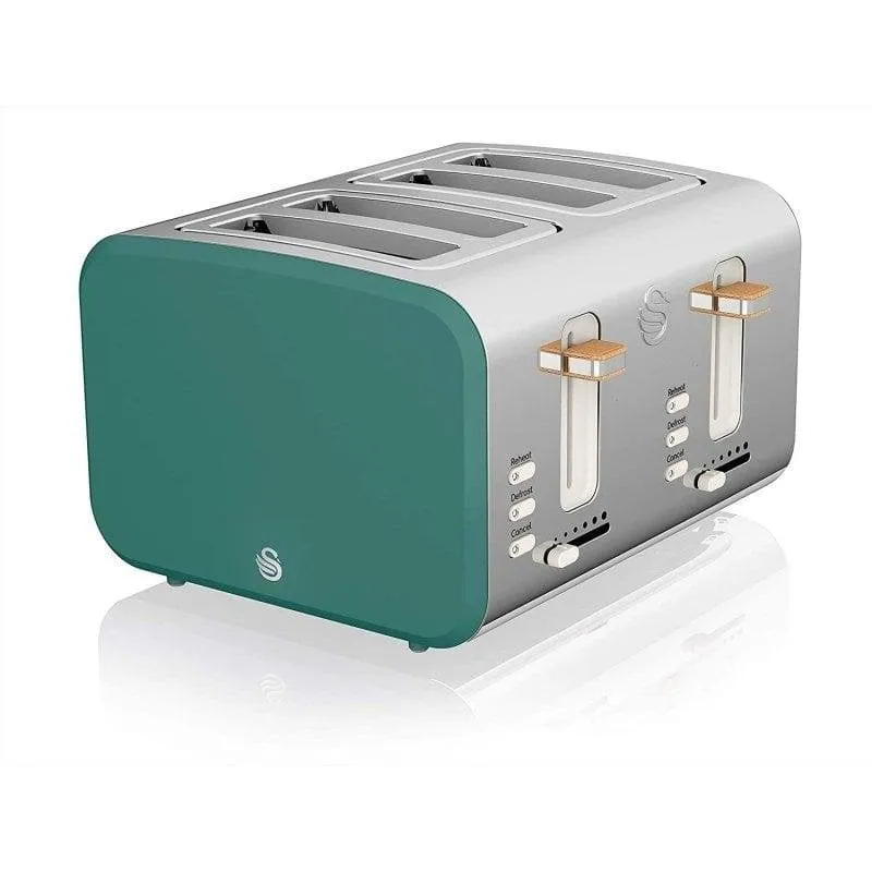Tostapane Swan Nordic 4 Fessure Larghe 1500W 6 Livelli Verde