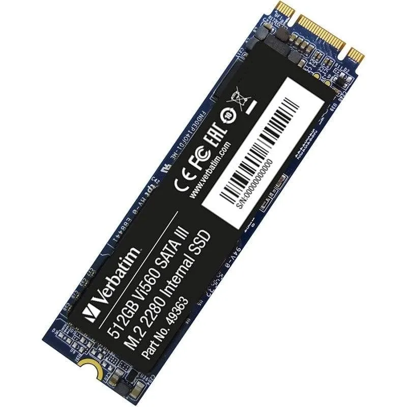 Disco SSD Verbatim Vi560 S3 512GB M.2 2280 SATA 3 560MB/s Affidabile