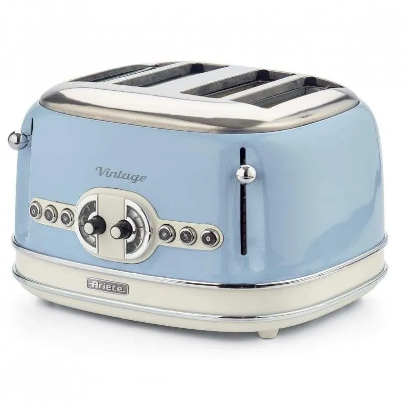 Tostapane vintage Ariete 0156/05 4 fessure 1600 W 6 livelli Scongelamento Azzurro chiaro