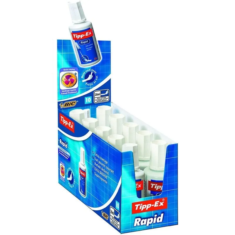 Bic Tipp-Ex Rapid Confezione da 10 Correttori di Scrittura Liquidi
