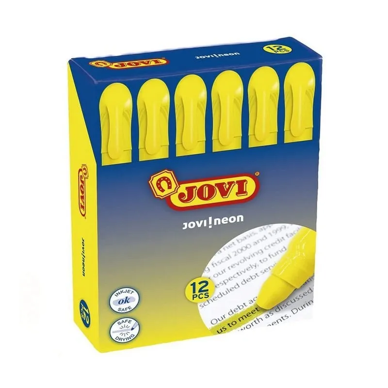 Jovi 1817 Scatola da 12 pennarelli fluorescenti giallo neon