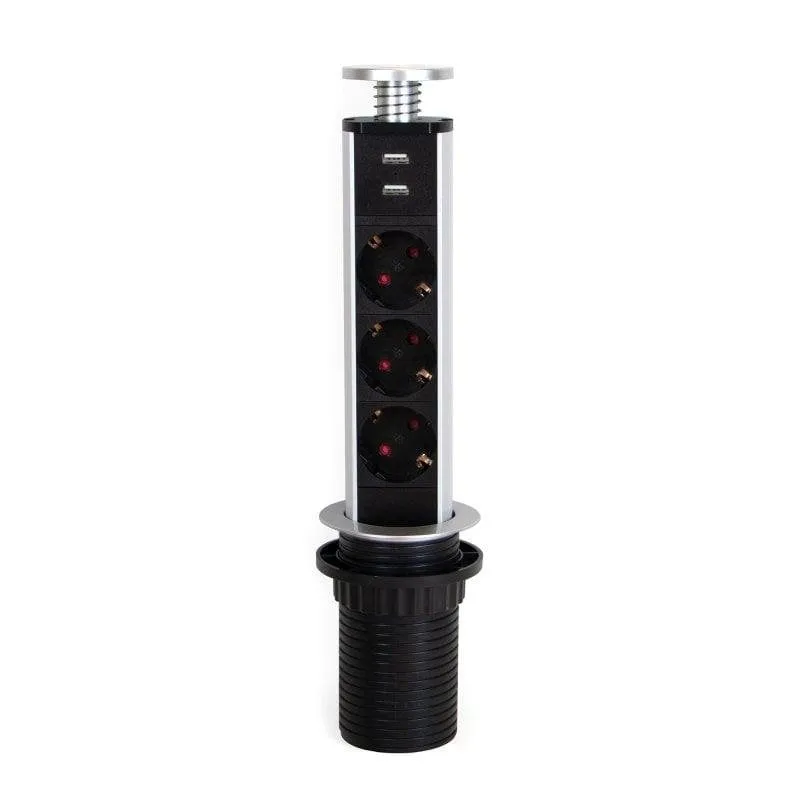 Multipresa Emuca Regleta Empotrabile 3 prese 2 USB retrattile LED 1.8 m
