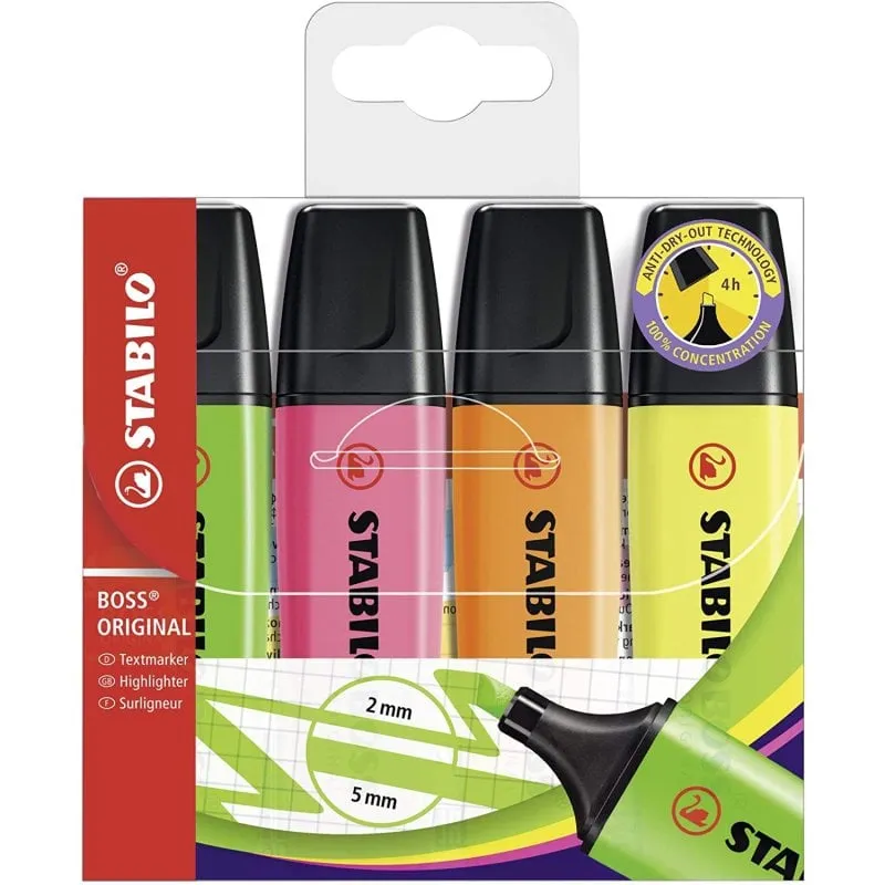 STABILO BOSS ORIGINAL evidenziatore 4 pz Punta smussata Multi