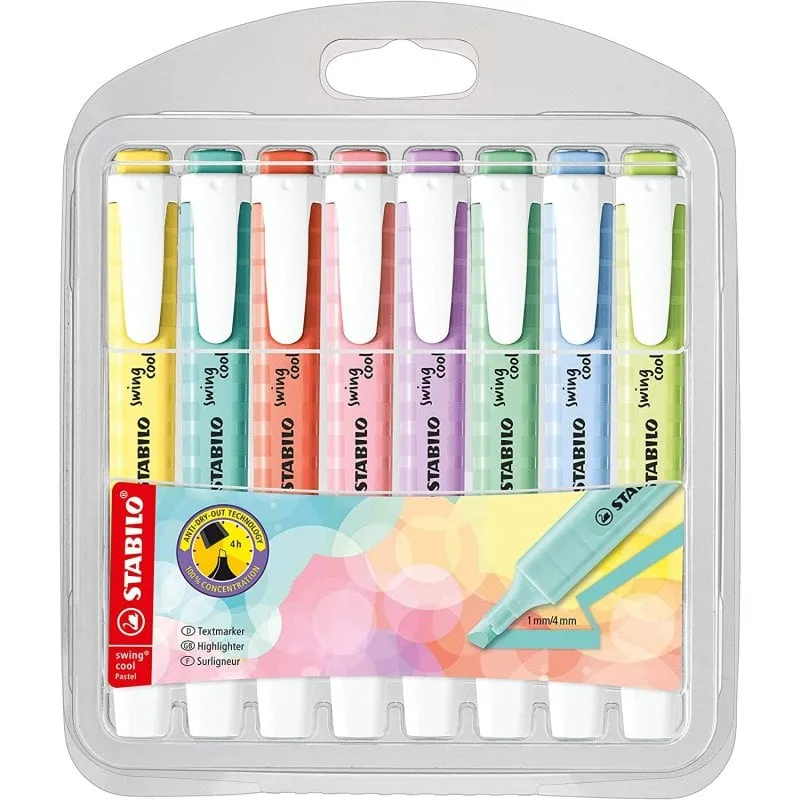 STABILO Swing Cool Pastel Edition Custodia da 8 pennarelli fluorescenti