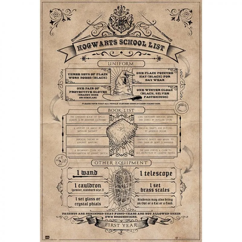 Erik Maxi Poster Harry Potter Hogwarts School List 91,5x61 cm