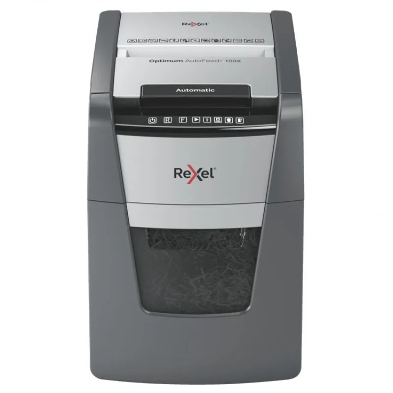 Rexel Optimum AutoFeed+ 100X distruggi documenti Triturazione incrociata 55 dB 22 cm Nero, Grigio