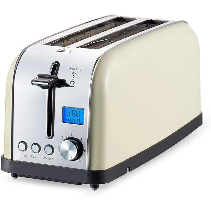Tostapane vintage Prixton Bianca Pro 2 Fessure Larghe 1500W 7 Livelli LCD Bianco