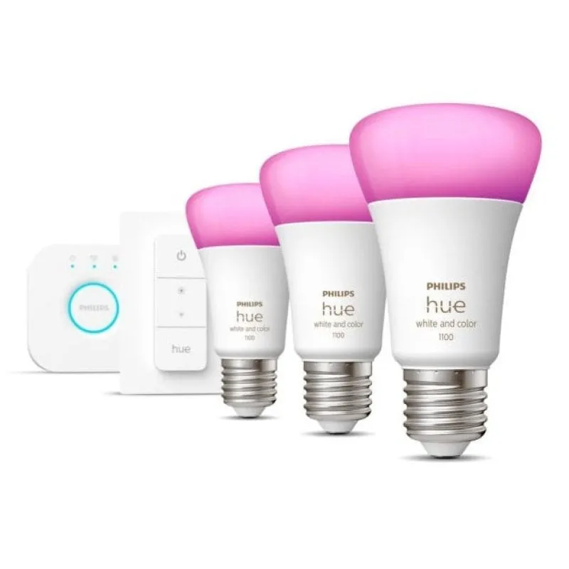 Philips Hue White e Color Ambiance Confezione da 2 Lampadine LED Smart E27 9W RGB + Bridge Hue + Interruttore