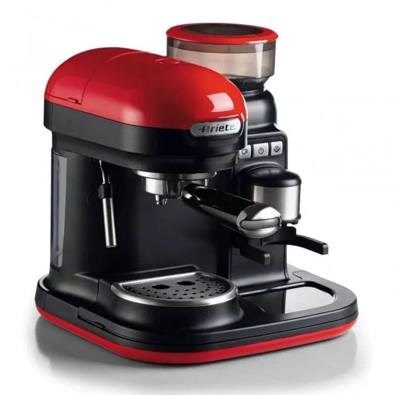 Ariete Macchina da Caffè Moderna, Macinacaffè con erogatore, Filtro per 1 o 2 tazze.Autospegnimento, Cappuccinatore