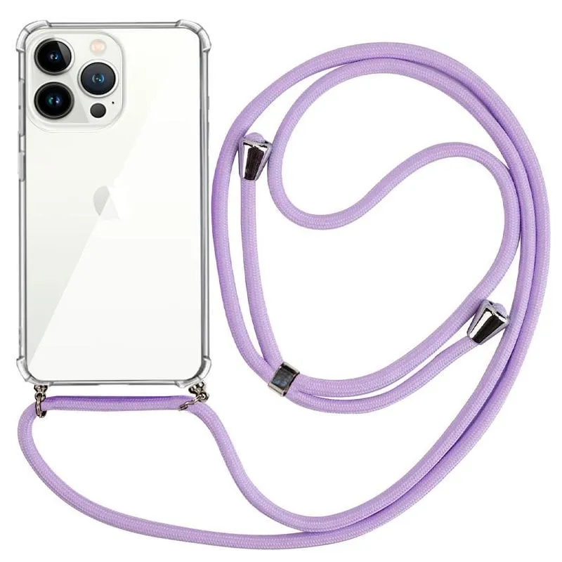 Fantastica custodia con cordino viola per iPhone 13 Pro