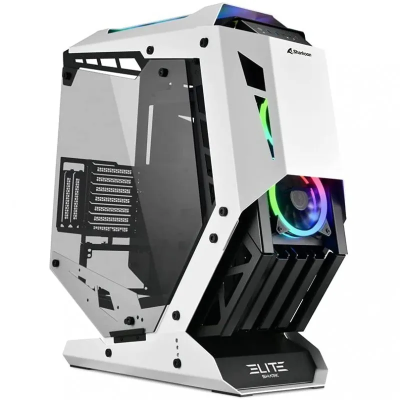 Sharkoon ELITE SHARK CA700 ARGB Vetro temperato USB-C Bianco